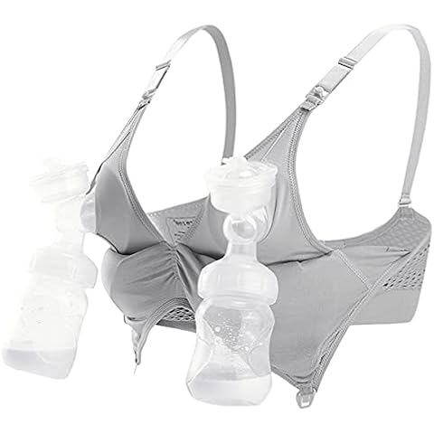 iLoveSIA 2 in 1Nursing & Pumping Bra Breastfeeding-Pumps Bra Gray Size XL Cover
