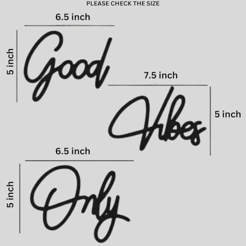 Image of STASH HOUSE Typography Wall Art Good Vibes Only Black Plaque Sign -Motivationol Wooden Wall Hangings for Living Room,Inspirational MDF Wall Decor, Art for Office, School (Q7good vibes only)
