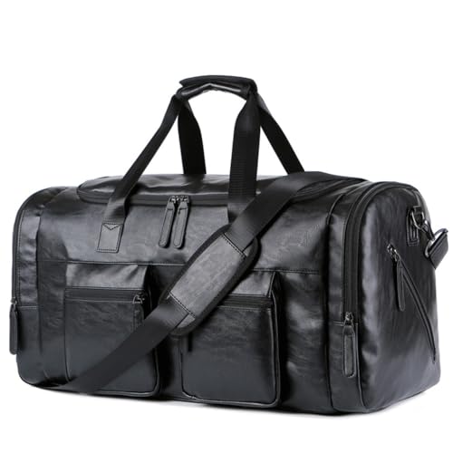 Pu Leather Extra-large Capacity Travel Bag Men's Business Trip Duffel Bag Hand Bill Shoulder Travel Duffel Bag