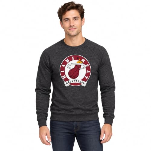 Blue 84 Miami Heat NBA Officially Licensed Tri-Blend Crewneck Sweatshirt Black, Medium