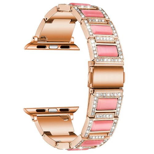 Coque bleu pailleté pour iWatch 49mm et bracelet métal argent anti-choc montre