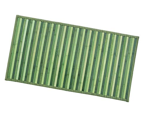 Tapis en bambou avec dos antidérapant, disponible dans différentes mesures, dégradé de couleurs, idéal pour cuisine, chambre, salle de bain 50x180 cm vert