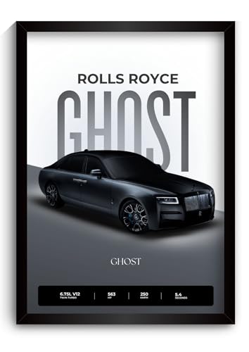 Image of Rolls Royce Ghost Poster | Framed Poster of Rolls Royce Car A4 Sized (31 x 23 cm) for Wall, Gift for Boys, Car Posters | Supercar Luxury Frames Hanging, Room Decor, Gifting | RR Ghost (F 080)