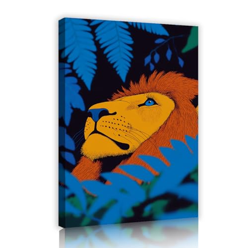 Toile lion jungleAfrique pour embellir un mur de salon ou une chambre d'ado 40x56cm