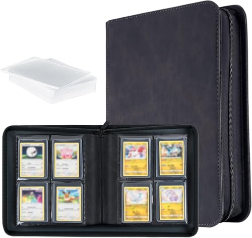 Tolesum Toploader Sammelkarten Album für 112 Toploader 4 Fächer Toploader Binder con 10 Toploader Card Trading Card Binder Hüllen für 3x4 Rigid für Magic YuGi Oh MTG