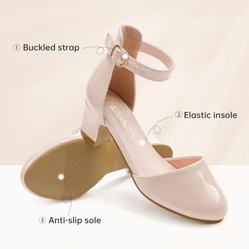 Image of LAURMOSA Girls Dress Shoes Closed Toe Pumps High Heels for Little Big Kid