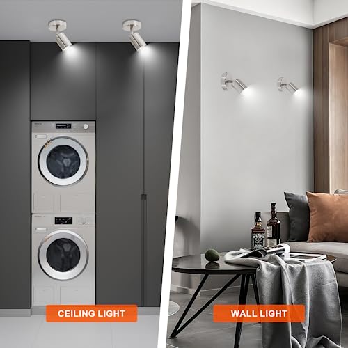 Ketom GU10 LED Ceiling Light - Matt Nickel Single Adjustable Spotlight Wall Light - 2 x Spot Bar With Bulb Base, Bulb Not Included - Image 3