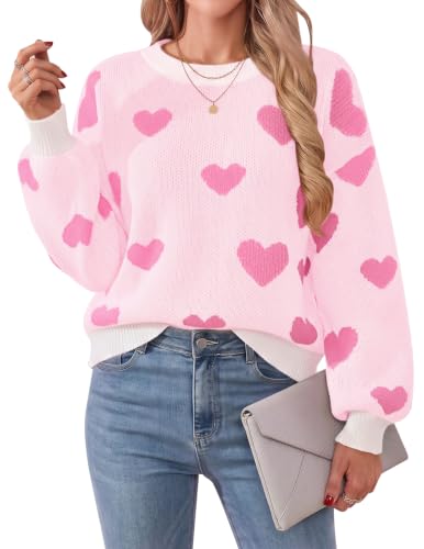 Image of Libsorge Womens Valentine Heart Sweater 2026 Valentines Day Trendy Cute Oversized Long Sleeve Pullover Sweaters