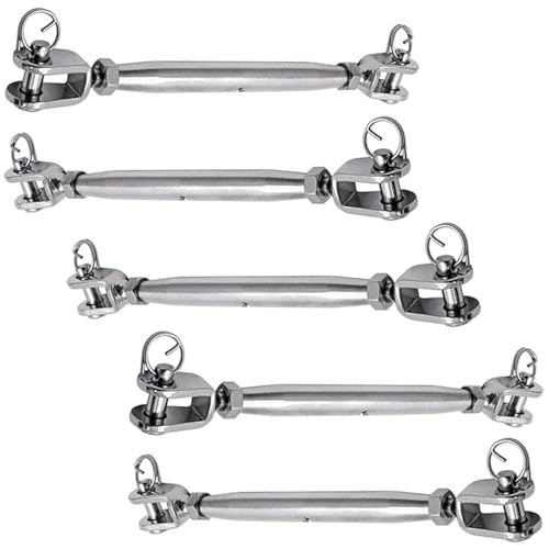 Pack de 5 tensores Quijada de acero inoxidable, herramienta ajustable para tensión de cables y cuerdas para aparejos marinos miniatura 1