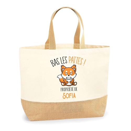Sac jute Sofia cabas de plage et de courses en coton idée cadeau fête des mères