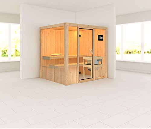 Sodin- Karibu Sauna inkl. 9- kW- Bioofen- ohne Dachkranz