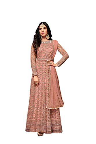Alamara Fashion Ready to Wear Indian Pakistani Party Wear Wedding Wear Anarkali Gown Suit for Women (Pink, XXL)