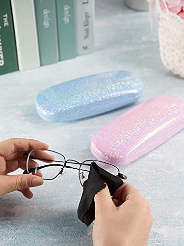 KASTWAVE 3 Pieces Hard Shell Glasses Cases Eyeglasses Sunglasses Case with Eyeglass Cleaning Cloth, One Size