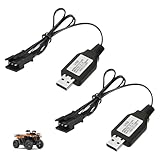 2 Stück USB RC Ladegerät, 7,4V LiPo Ladekabel mit SM-3 PIN Connector für RC Autos, Drohnen, Quadcopter, Ferngesteuerte Spielzeuge, Schnellladung mit Überladeschutz, Sicherheitsanzeige und 1A Ausgang