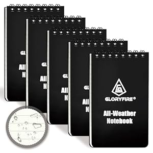 Gloryfire Wasserdichtes Allwetter Notizbuch, 5 Stück