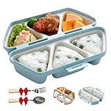 Molde de onigiri 6 en 1, máquina triangular de bolas de arroz, molde antiadherente para hacer rápidamente 6 onigiris a la vez, fácil de llenar, almacenar y limpiar (azul)