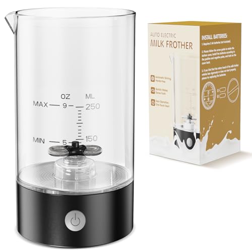 Ink black cordless battery-operated automatic foam maker for coffee