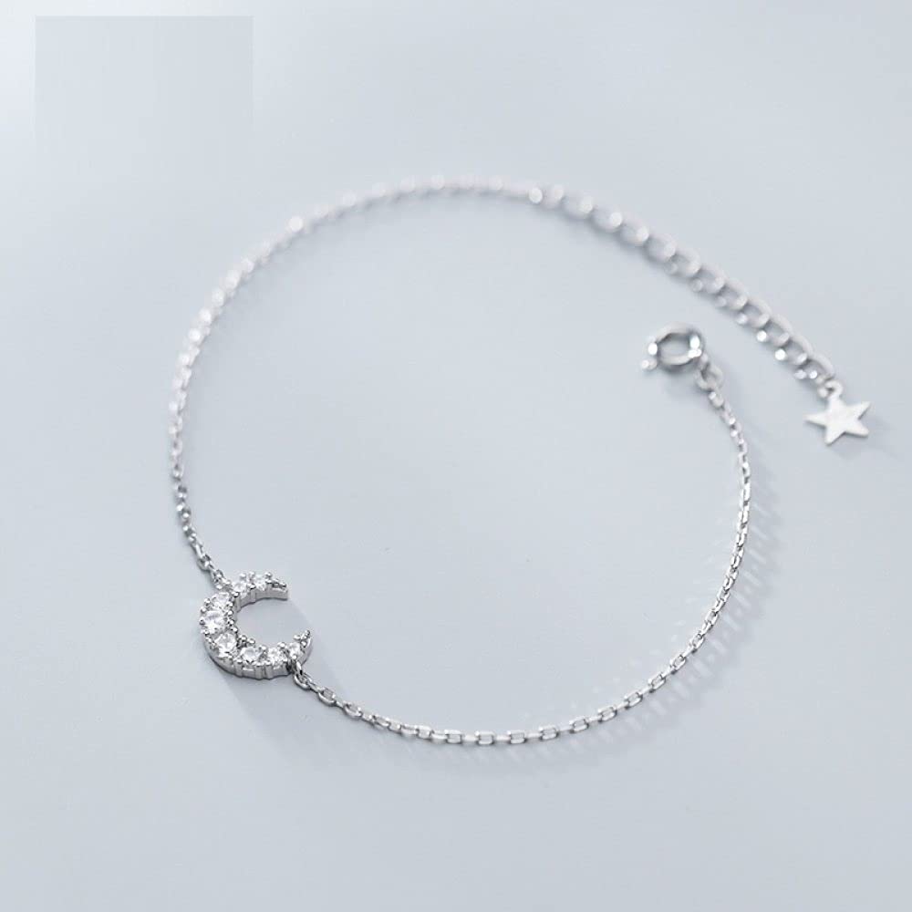 Braccialetto Da Donna In Argento Sterling 925,925 Sterling Silver Minimalista Shiny Zircone Intarsiato Fascino Sottile Catena Moda Dolce Braccialetto Regolabile Bff Lucky Braccialetto Alla Caviglia