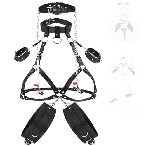 Harnais de jeu de rôle réglable en cuir noir pour cosplay et déguisement