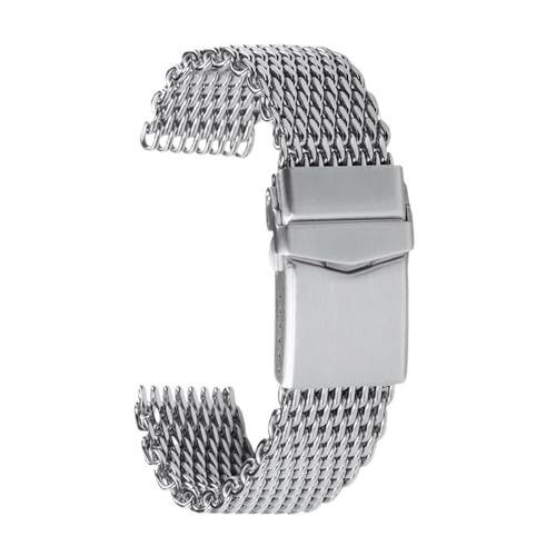 HBGRVCKS Stainless Steel Mesh Watch Band 20mm 22mm Strap Solid Stainless Steel Shark Mesh Strap Metal Adjustable Buckle Strap Universal Strap(22MM_XXL)