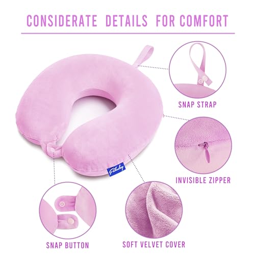 Image of Fabuday Travel Neck Pillow Memory Foam for Airplane Traveling Light Purple