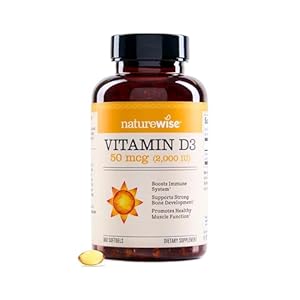 NatureWise Vitamin D3 2000iu (50 mcg) 1-Year Supply for Immune Support, Healthy Muscle Function, and Bone Health – Non-GMO, Gluten Free in Organic Extra Virgin Olive Oil, (Mini Softgel), 360 Count