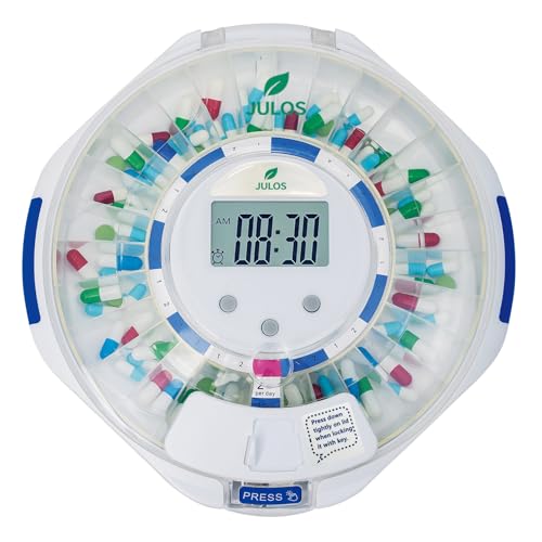 JULOS 28-Day Automatic Pill Dispenser with Lock for Elderly, Electronic