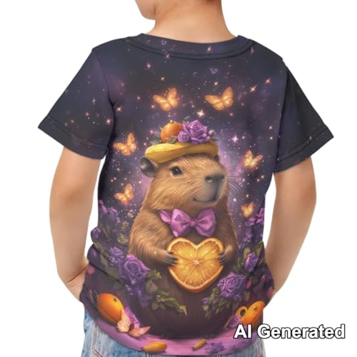 Image of Xhuibop Kids Tshirts Girls Boys 3-16 Years Summer Clothes for Teens Loose Fitting Tops