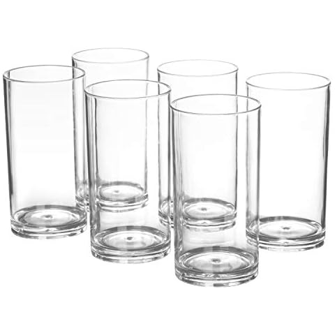 AOYITE 20-ounce Plastic Tumblers Dishwasher-Safe Premium Quality Juice Water Glasses BPA-free Clear Set of 6 Drinking Cups Cover