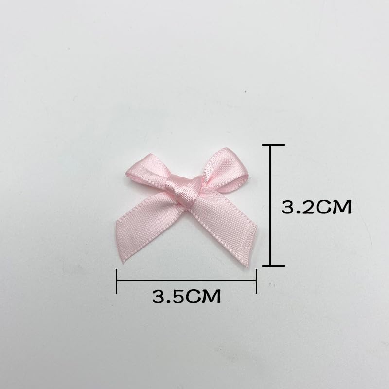 SYSUII Pack of 100 Mini Satin Ribbon Bows 3.5 cm x 3.2 cm Mini Satin Bows Bowknot Small Satin Ribbon Bows Made of Polyester for Wedding Decoration Cards DIY Crafts Gift Wrapping - Image 4