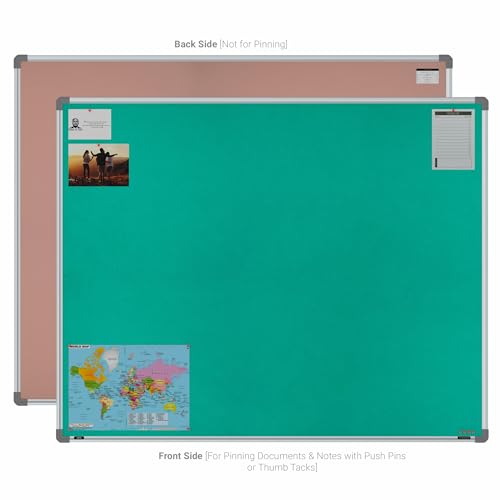 Image of Scholar Art Metis 4x5 Feet Fabric Pin Board for Office, Home & School | Vibrant & Versatile Crape Cloth + High Density Soft Board for Pinning Photos, Sticky Notes & Reminders (Emerald Green)