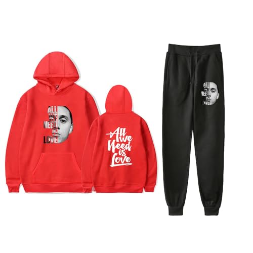 FOGIMEIGB Canserbero All We Need Is Love - Conjunto de sudadera con capucha y pantalón deportivo de 2 piezas, rosso, S