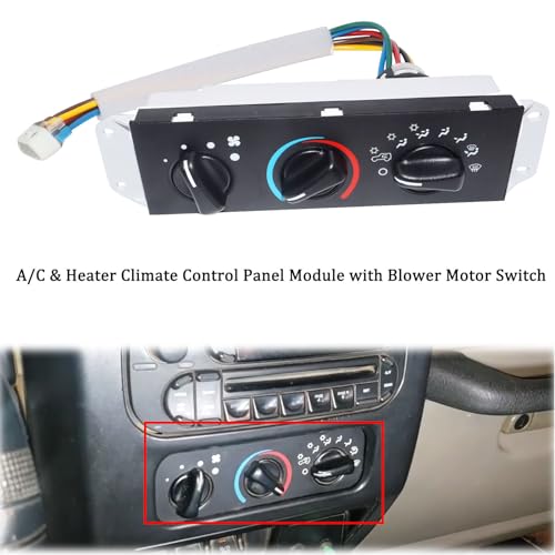 OSKYUO HVAC AC A/C & Heater Climate Control Panel Module with Blower Motor Switch Compatible with Jeep TJ Wrangler 1999-2004 55037473AB HS-373 BL101