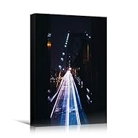 Canvas Wall Art Road Lights Cityscape Colorful Modern Multicolor Neon Photography Places - 12x18 inches