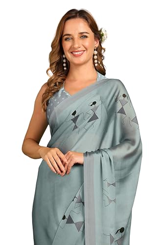 Image of MIRCHI FASHION Women Saree Floral Printed Chiffon | Breathable Lightweight Summer Sari for Office and Daily Use with Unstitched Blouse (Available in 20 Styles)