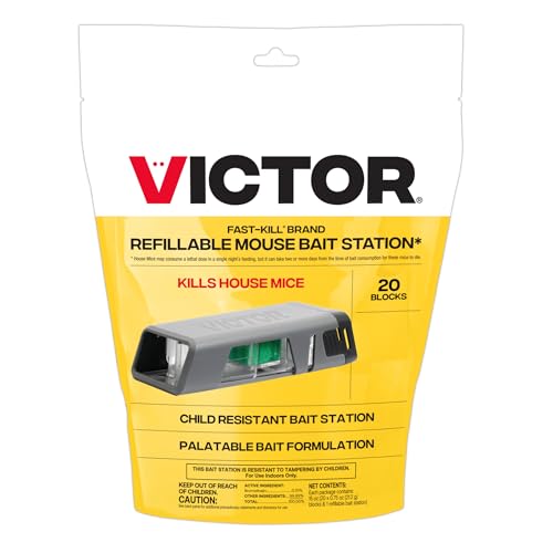 Victor M923 Fast-Kill Brand Ready-to-Use Refillable Mouse Station – 20 Blocks