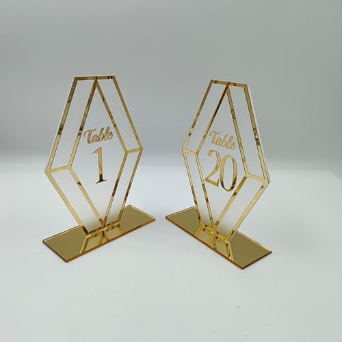 EVCA Acrylic Table Number - Wedding Table Numbers with Stands 1-20 5x7