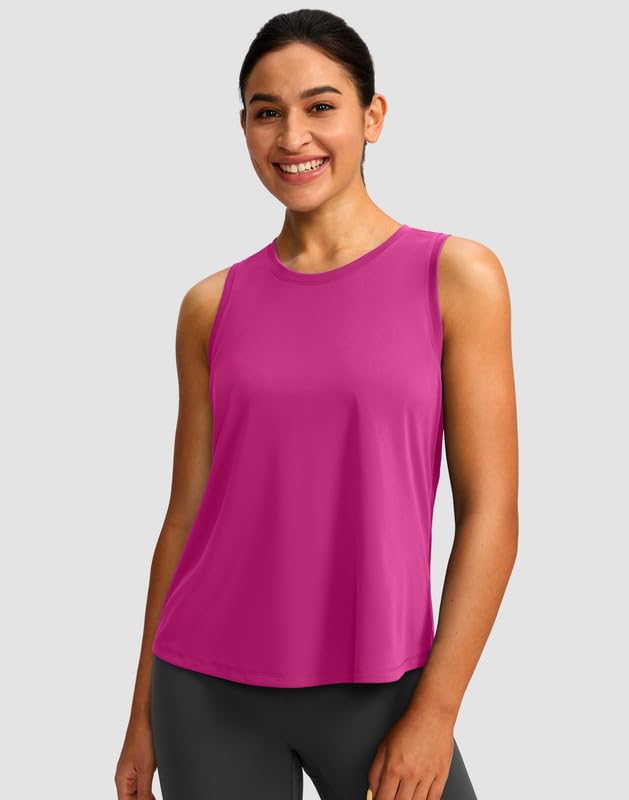 Image of Women's Workout Tops Racerback Athletic Tank Tops Sleeveless Loose Fit Yoga Running Gym Shirts for Women