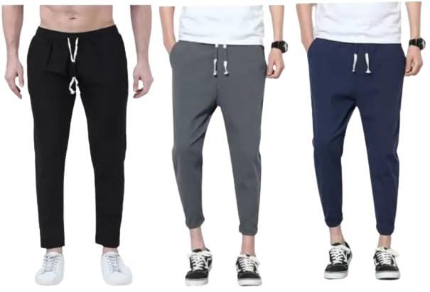 aphe fashion Men's Track Pant Casual Wear Runing Sports Joggers Lower Pack of 3 (M, Black Blue Dark Grey)-picture-14
