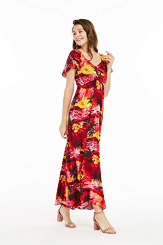 Image of Hawaii Hangover Family Matching Hawaiian Clothes, Sunset Red | Family matching Hawaiian outfits, Sunset Red, lightweight rayon, machine washable, tropical floral print, luaus, cruises