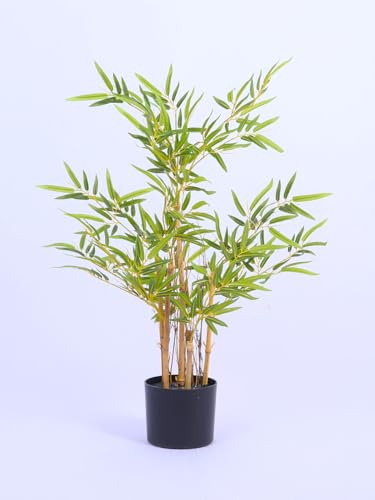 Image of ARICK DECOR Artificial Bamboo Tree 3Ft Tall in Pot - Realistic Faux Bamboo Silk Plant with Natural Look Canes, Peacock Shaped Floor Decor Greenery for Home, Bedroom, Living Room, Office & Balcony