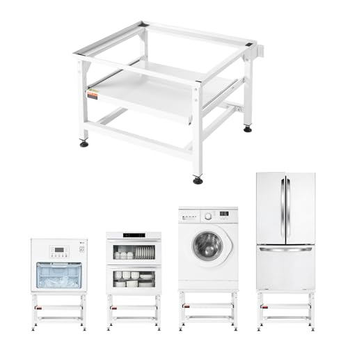 VEVOR Soporte para Lavadora Alto de 430 mm, Base de Lavadora de Acero Resistente, Capacidad de Carga de 318 kg, Pedestal Universal para Secadora con Bandeja Extraíble, Patas Antideslizantes, Blanco