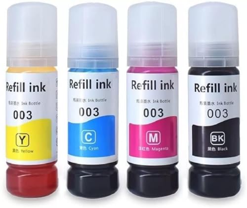 Image of 003 Refill Ink Compatible for Epson L3110, L3150, L3250, L3252 L3115, L3116, L3101, L3210, L3215, L3216, L3151, L3152, L3156, L5190 Printer (Black-2pcs & Color-3pcs) (003 /st)
