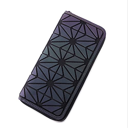 -Small Card Package Women's Geometric rhizo Wallet Long Zipper Mobile Phone Bag Wallets Big banknotes Bright Color Hand Bag (A)3
