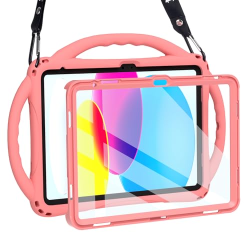 TOPESCT Kids Case for iPad A16 11th/10th Generation (2025/2022) 11inch/10.9inch- Made of Kid-Friendly Silicone, with Built-in Screen Protector, Shockproof Handle Stand Case For iPad 11th/10th Gen