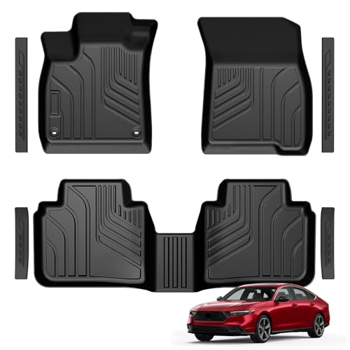 LUMWAY Floor Mats for Honda Accord 2023-2025 2026 (Include Gasoline & Hybrid) TPE All Weather Durable Floor Liners Door Sill Guards for Honda Accord Accessories