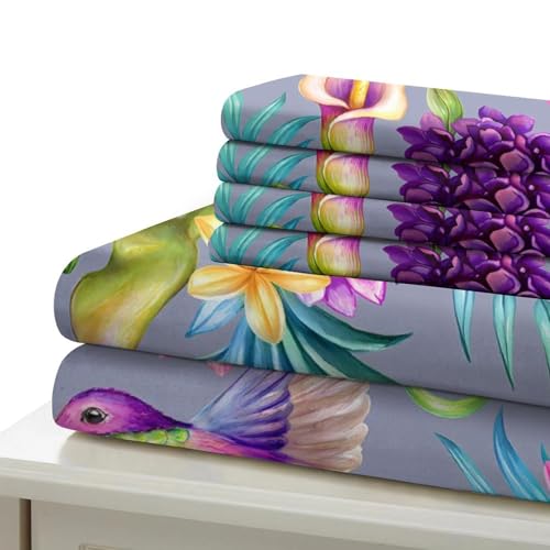 Housse de couette lit simple colibri floral pour créer un cocon douillet d'ado