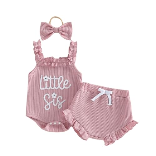 Image of Lucikamy Baby Girl Clothes Infant Sleeveless Romper Bodysuit + Ruffle Bloomers Shorts+Headband Newborn Summer Outfits Set