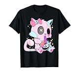 Kawaii Pastel Goth Witchy Cat eats Ramen Cute Creepy Cat T-Shirt