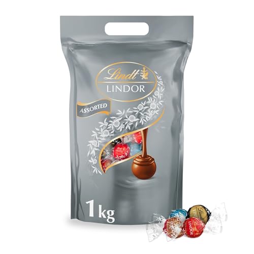 Lindt Schokolade | LINDOR Beutel Silber Mischung | 1 kg Beutel | 80 Kugeln...